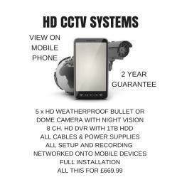 HIKVISION HD CCTV SYSTEM WITH x 5 CAMERAS FULLY FITTED