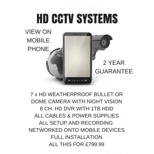 HIKVISION HD CCTV SYSTEM WITH x 7 CAMERAS FULLY FITTED